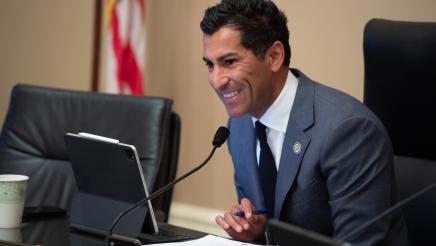 Assemblymember Robert Rivas listens to testimony at a California Agricultural Competitiveness Hearing.