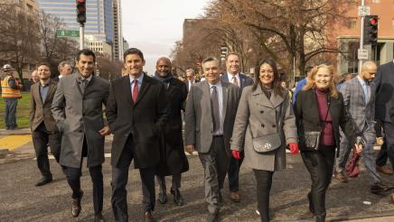 Speaker-Designate Robert Rivas Marches with Colleagues at Governor Newsom's Inauguration